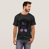 T-shirt Britain And Aruba Mix Afro Hair Half British Half  (Devant entier)