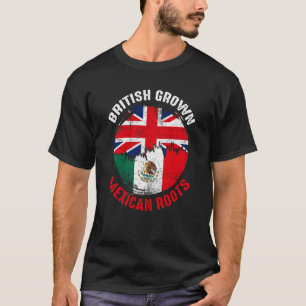T-shirt Britanniques Cultivés Mexicains Racines drapeaux V