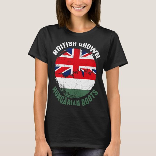 T-shirt British Cultivé Hongrois Racines drapeaux Vintages (Devant)