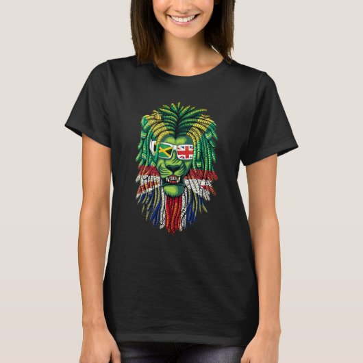 T-shirt British Grown With Jamaican Roots Idea With Lion D (Devant)