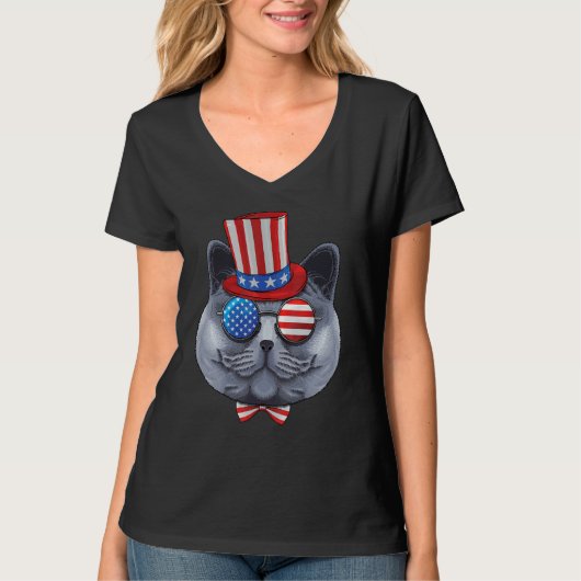 T-shirt British Shorthair 4 juillet American U Uncle S (Devant)