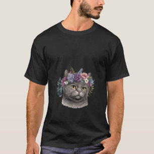 T-shirt British Shorthair Cat Floral British Shorthair Cat