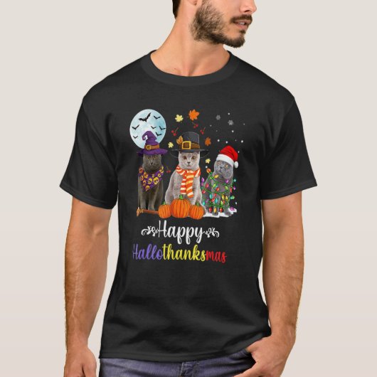 T-shirt British Shorthair Cat Halloween Joyeux Noël (Devant)