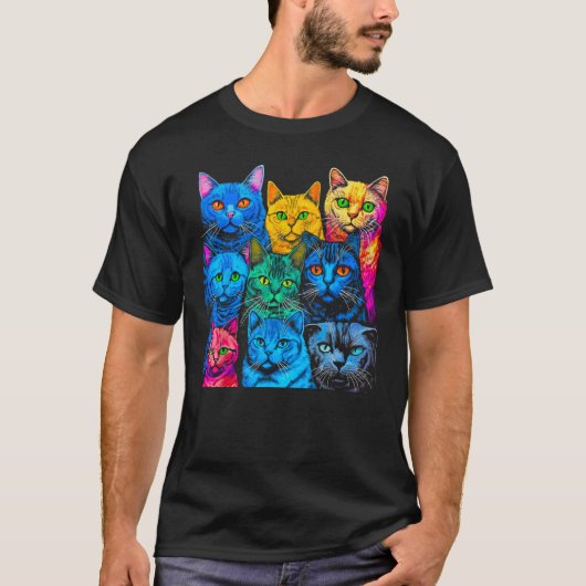T-shirt British Shorthair Cat Pop Design (Devant)