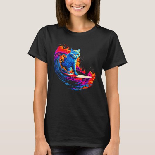 T-shirt British Shorthair Cat Surfing (Devant)