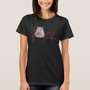 T-shirt British Shorthair Chat Heartbeat EKG Funny I Love