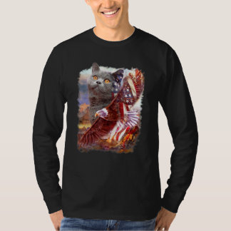 T-shirt British Shorthair Eagle Drapeau Américain 4 juille