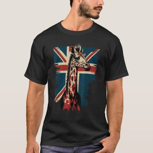 T-shirt British UK Giraffe on Great Britain Giraffe (Devant)