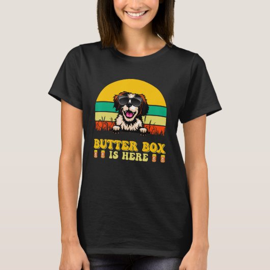 T-shirt Brittany Dog Butter Box Is Here Father s Day (Devant)