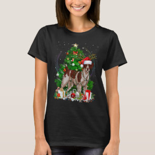 T-shirt Brittany Spaniel Christmas Tree Light Pyjama Chien