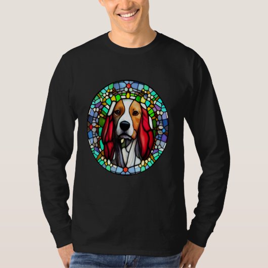 T-shirt Brittany Spaniel - Colorful Stained Glass_6 (Devant)
