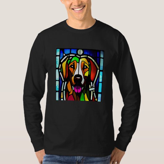 T-shirt Brittany Spaniel - Colorful Stained Glass Premium_ (Devant)