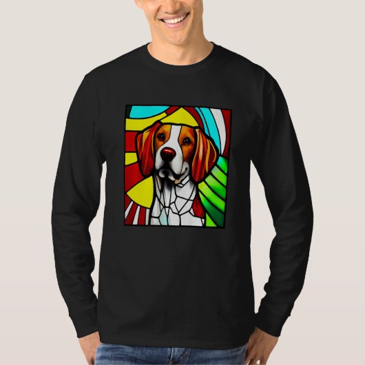 T-shirt Brittany Spaniel - Colorful Stained Glass Premium (Devant)