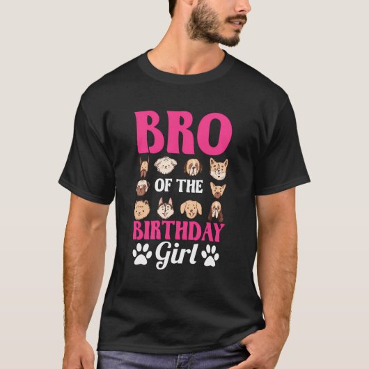 T-shirt Bro De L'Anniversaire Fille Chien Paw Anniversaire (Devant)