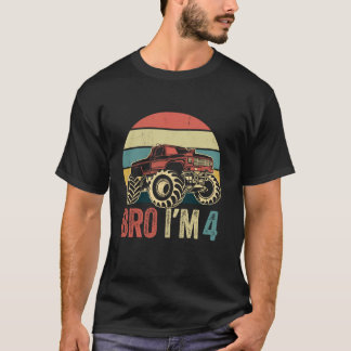 T-shirt Bro I m 4 Monster Trucks 4th Birthday Boy Jam Retr