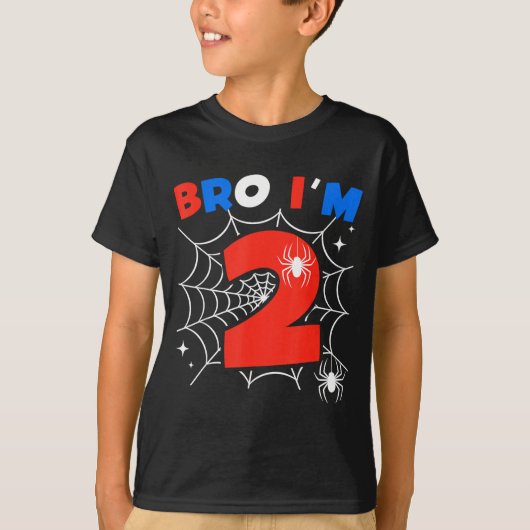 T-shirt Bro I'm 2 Sder Web Theme 2nd Birthday Party Two Ye (Devant)