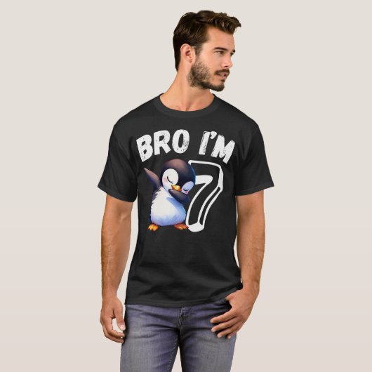 T-shirt Bro I'm 7 Year Old Penguin 7th Birthday Kids Dabbi (Devant entier)