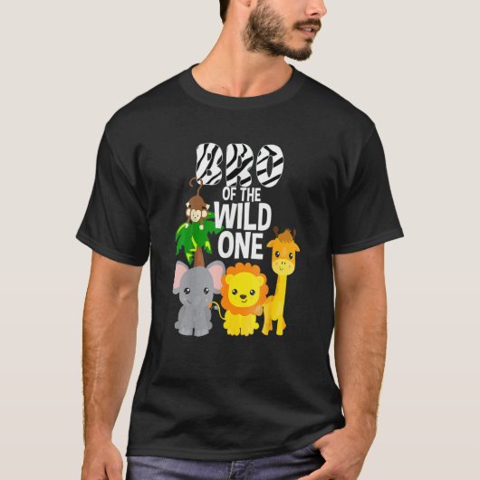 T-shirt Bro Of The Wild One Zoo Heme Anniversaire Safari J (Devant)