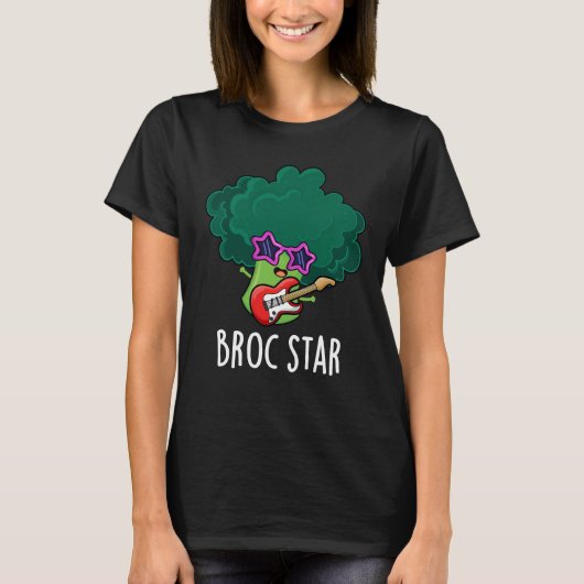 T-shirt Broc Star Funny Brocolli Rock Star Pun Dark BG (Devant)