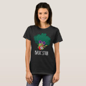 T-shirt Broc Star Funny Brocolli Rock Star Pun Dark BG (Devant entier)