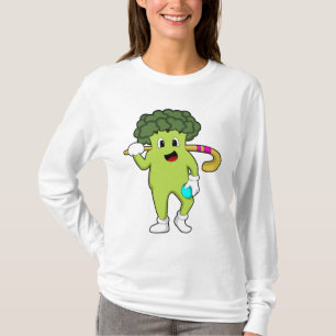 T-shirt Broccoli à Hockey avec chauve-souris de hockey