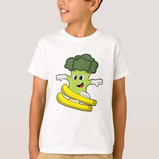T-shirt Broccoli comme skieur avec ski (Devant)