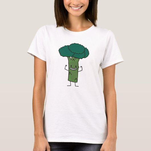 T-shirt Broccoli Flexing à tête d'arbre heureuse végétal v (Devant)