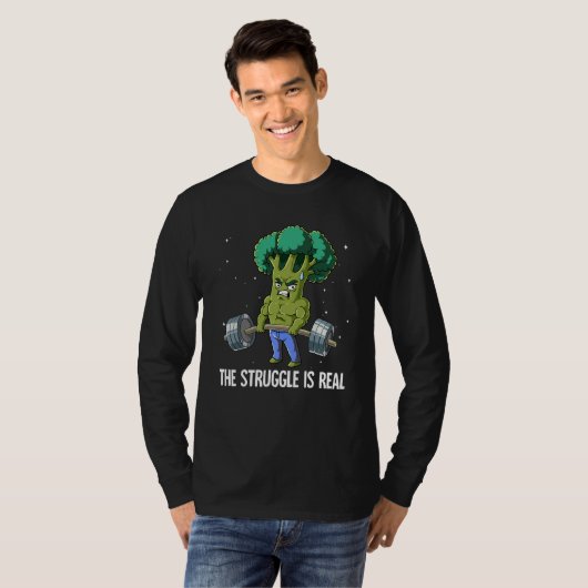 T-shirt Broccoli Gym Weight Training The Struggle Is Real (Devant entier)