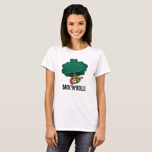 T-shirt Brock n Roll Funny Veggie Brocoli Pun (Devant entier)