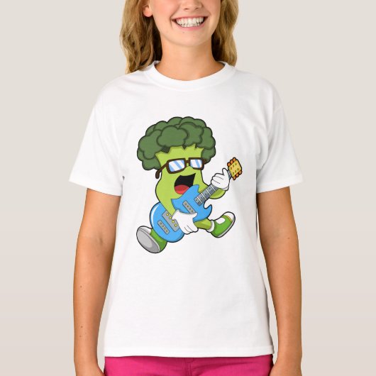T-shirt Brocoli comme musicien avec guitare (Devant)