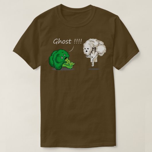T-shirt Brocoli drôle effrayé par Ghost Cauliflower Funny (Design devant)