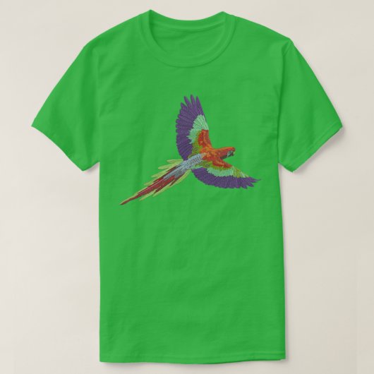 T-shirt Broderie de perroquets multicolores (Design devant)