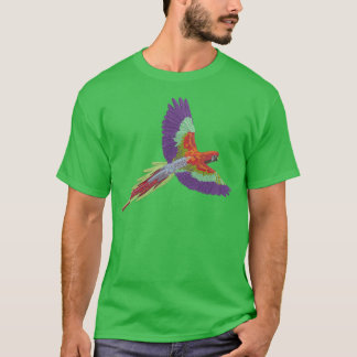 T-shirt Broderie de perroquets multicolores