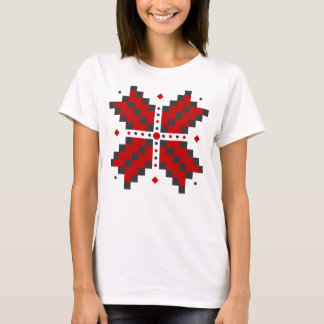 T-shirt Broderie ukrainienne, rouge et noire