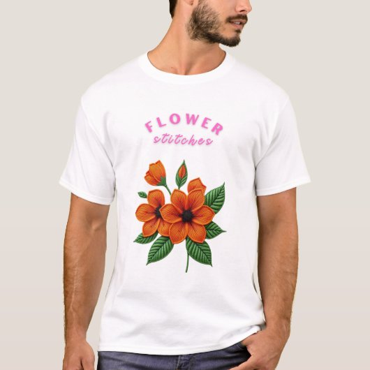 T-shirt Broderie vibrante en fleur (Devant)