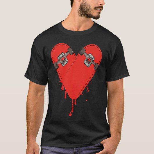 T-shirt Broken Bleeding Skateboard Heart (Devant)