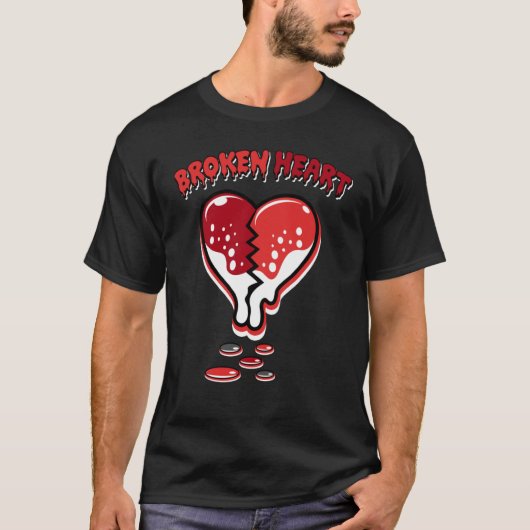 T-shirt Broken Heart Dripping Chile Red 9s Matching (Devant)