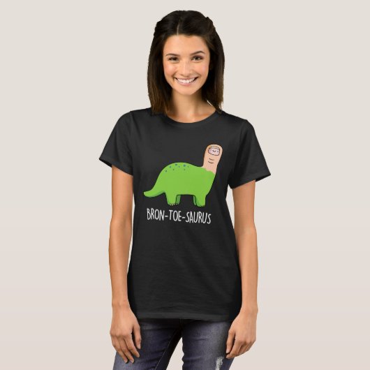 T-shirt Bron-toe-saurus Dinosaure Funny Pun BG foncé (Devant entier)