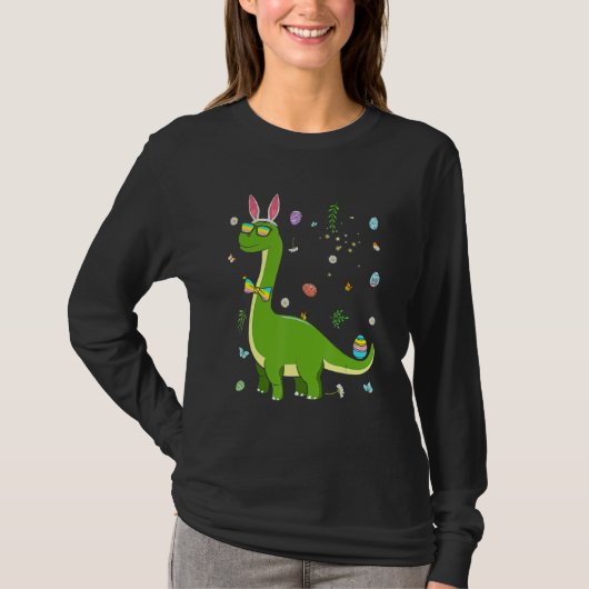 T-shirt Brontosaurus Bunny Oeufs Oeufs Jour de Pâques Dino (Devant)