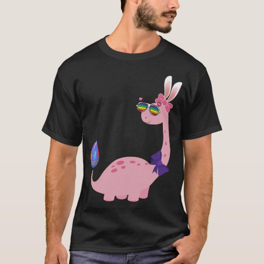 T-shirt Brontosaurus Bunny Oeufs Oeufs Jour de Pâques Dino (Devant)