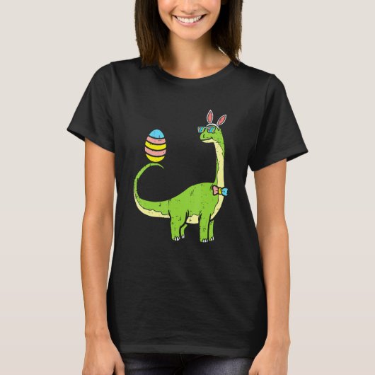 T-shirt Brontosaurus Bunny Oeufs Oeufs Jour de Pâques Dino (Devant)