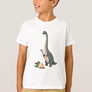 T-shirt Brontosaurus de feu de camp et petits enfants drag