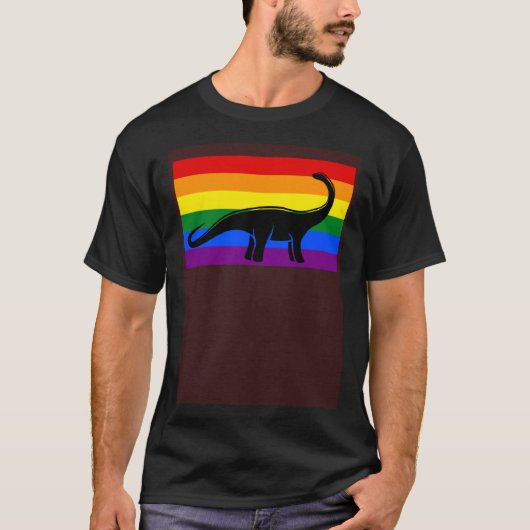 T-shirt Brontosaurus Dinosaur  Gay Pride Flag Aesthetic (Devant)