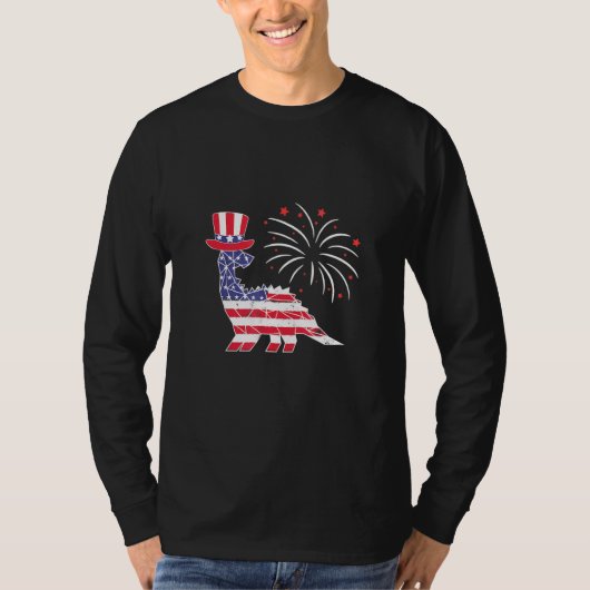 T-shirt Brontosaurus Patriotique Dinosaure 4 juillet Améri (Devant)