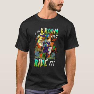 T-shirt Broom Fits Ride It Witch Citrouille Boo Halloween 
