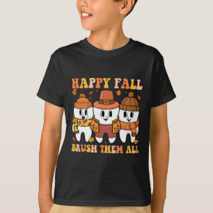 T-shirt Brossage de dents de Thanksgiving Happy Fall Bross