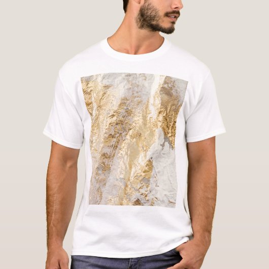 T-shirt Brosse d'or blanc à texture peinte. (Devant)