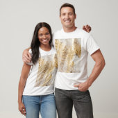 T-shirt Brosse d'or blanc à texture peinte. (Unisexe)