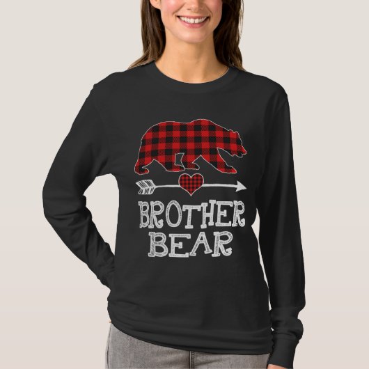 T-shirt Brother Bear Christmas Pajama Red Plaid Buffalo Fa (Devant)