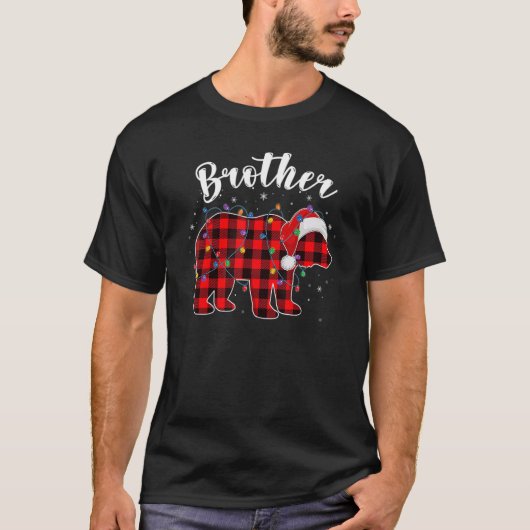 T-shirt Brother Bear Christmas Pajama Red Plaid Buffalo Fa (Devant)